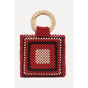 Ulla Johnson Mini Keya Beaded Handbag, Red, NWT